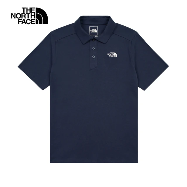 The North Face 北面男女款藍色純棉舒適透氣短袖POLO衫｜8EY78K2