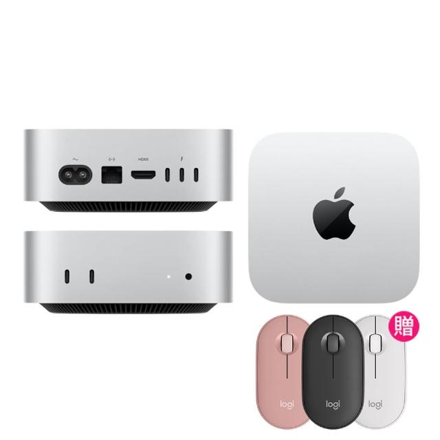 【Apple】無線滑鼠★2024 Mac mini M4晶片 10核心CPU與10核心GPU 24G/512G SSD/Gigabit 乙太網路(MCYT4TA/A