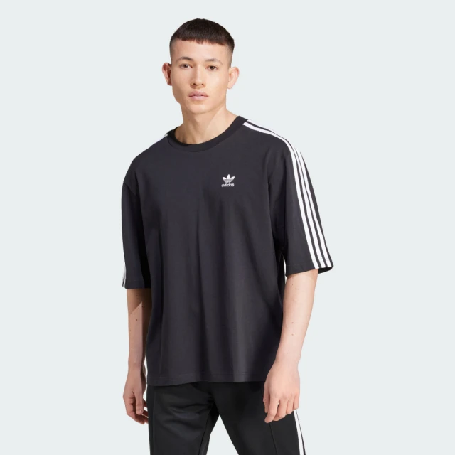 adidas 愛迪達 短袖上衣 男款 運動 三葉草 Oversize tee 黑 IZ1832