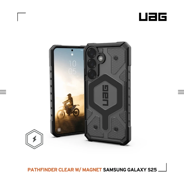 UAGUAG Galaxy S25 磁吸耐衝擊經典保護殼-透黑（黑圈）(支援MagSafe及無線充電)