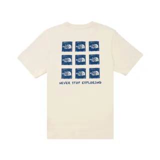 【The North Face 官方旗艦】北面男女款米白色純棉大尺寸印花短袖T恤｜8EY8QLI