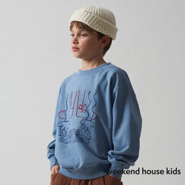 【weekend house kids】Dance All day有機棉大學T(藍色)