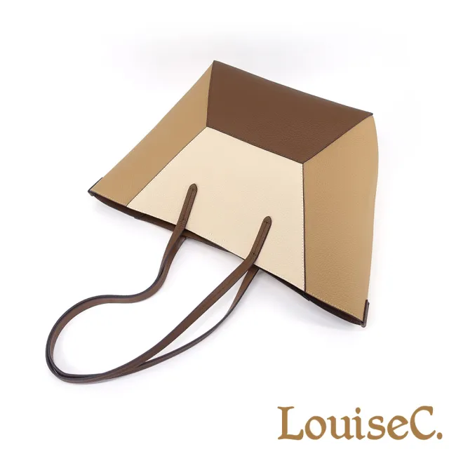 【LouiseC.】雙11 Tree House 牛皮 現代幾何拼接配色 托特TOTE肩背真皮包 2色 可拆式內袋設計 CC2263