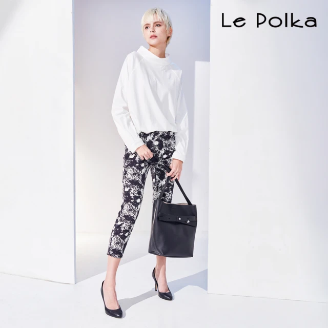 Le Polka 時尚噴墨合身九分褲-女