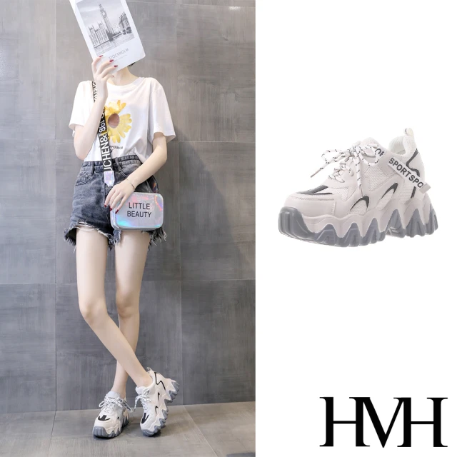 HMH 厚底老爹鞋 內增高老爹鞋/復古撞色時尚厚底內增高老爹 HMH 厚底老爹鞋 內增高老爹鞋/復古撞色時尚厚底內增高老爹鞋(米)