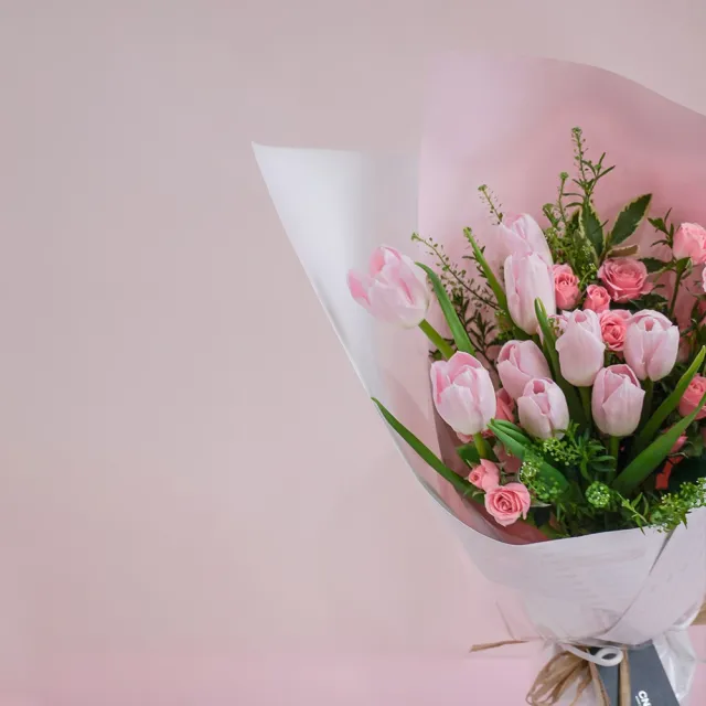 【CNFlower 西恩】粉紅泡泡 鬱金香花束(鮮花/驚喜/祝福)