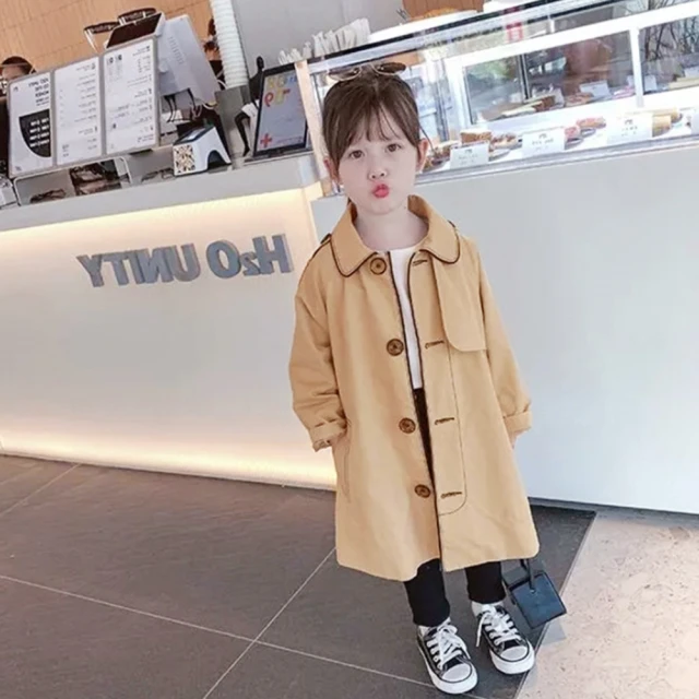 橘魔法 翻領不對稱黑色滾邊風衣外套(大衣 風衣 外套 薄外套