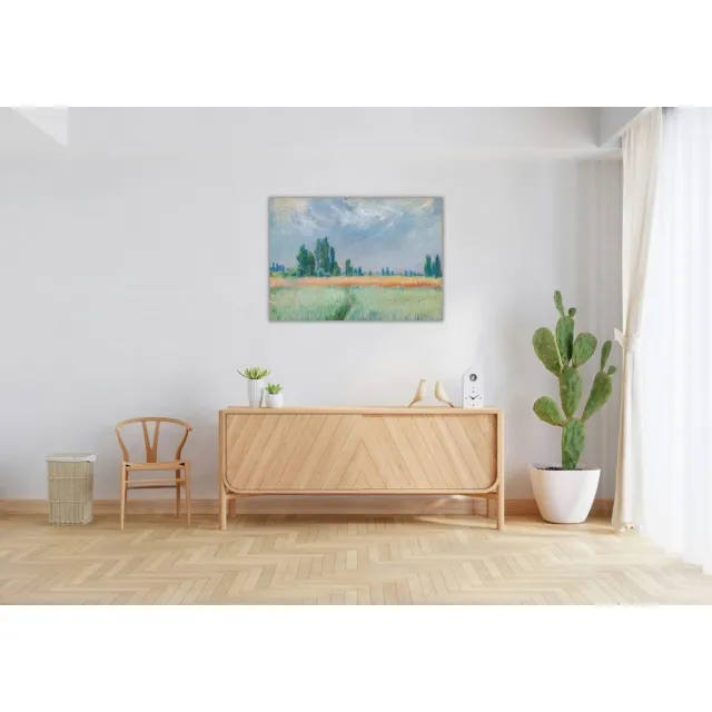 《麥田》莫內Monet．印象派畫家 世界名畫 經典名畫 風景油畫-無框60x80CM