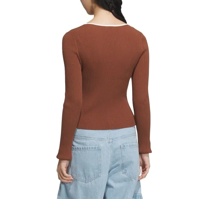 【adidas 愛迪達】ADI LS Sweater 女 長袖上衣 休閒長袖 方領 顯瘦 穿搭 咖啡(JM8053)