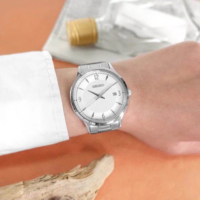 SEIKO 精工 大錶徑 數字刻度 日期 防水100米 日本製造 不鏽鋼手錶 白色 41mm(SGEH79J1)