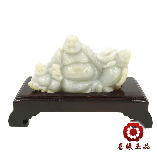 【喜緣玉品】彌勒佛 天然翡翠A貨 黃翡 歡喜彌勒 風水擺設 擺件-僅此一品(開運風水)(直)