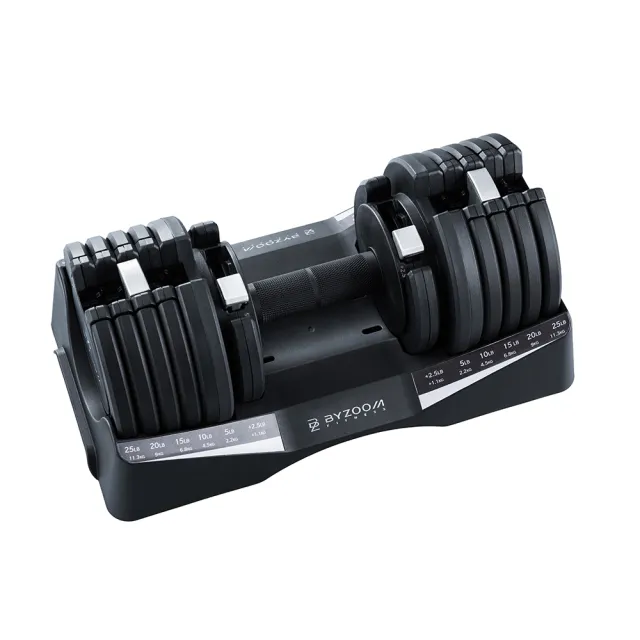 【BYZOOM FITNESS】Pure Series 27.5lb / 約12.4kg 10段重量可調式啞鈴 白/黑二色 單入(BZ-QCD-27.5LB)