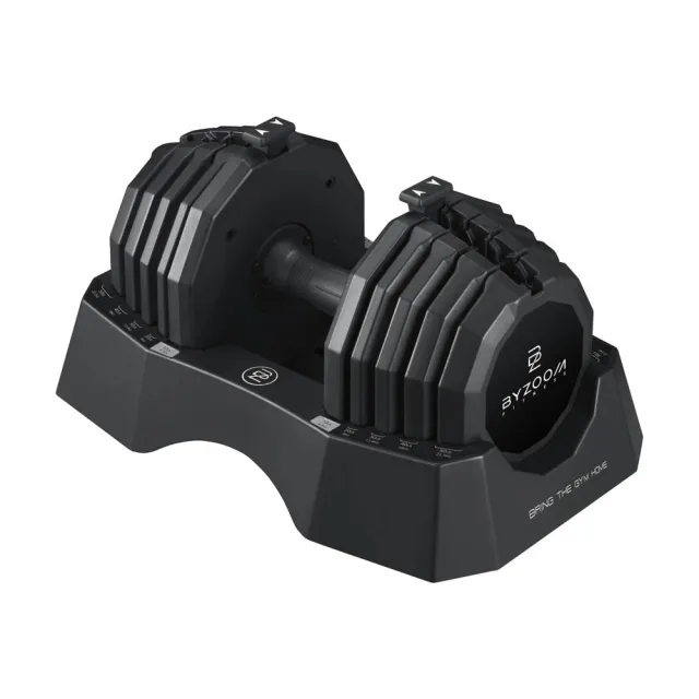 【BYZOOM FITNESS】Classic Series 可調式啞鈴50lb/約22.6kg 雙入+專用啞鈴架(BYZF-ADB-50+BYZF-ADB-A-S)