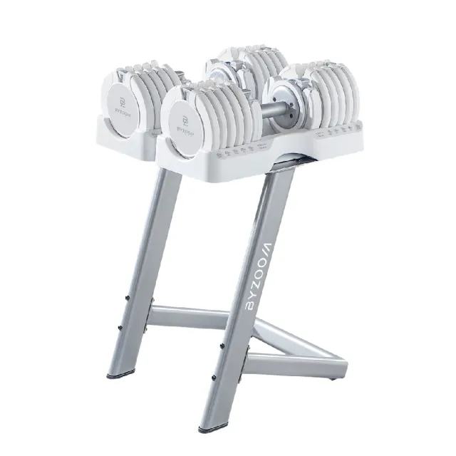 【BYZOOM FITNESS】Pure Series可調式啞鈴55lb/約25kg 雙入+啞鈴架(黑/白二色)