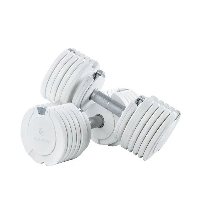 【BYZOOM FITNESS】Pure Series可調式啞鈴27.5lb/約12.5kg 雙入+專用啞鈴架(黑/白二色)