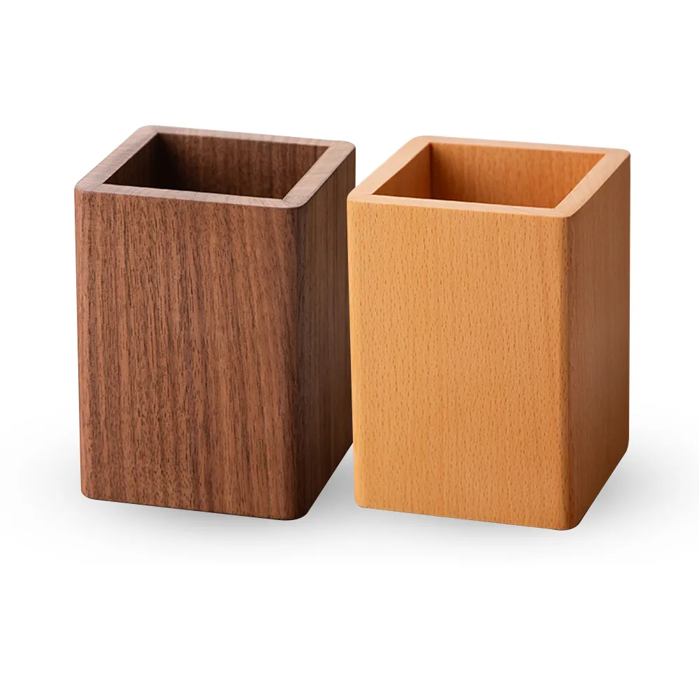 旬木嚴選】木質筆筒原木筆筒高級實木質感黑胡桃木/櫸木(筆筒木質筆筒