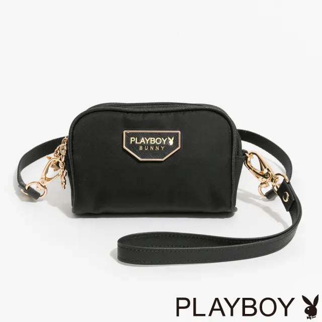 【PLAYBOY】零錢包附長背帶/手挽帶 Stance系列(黑色)