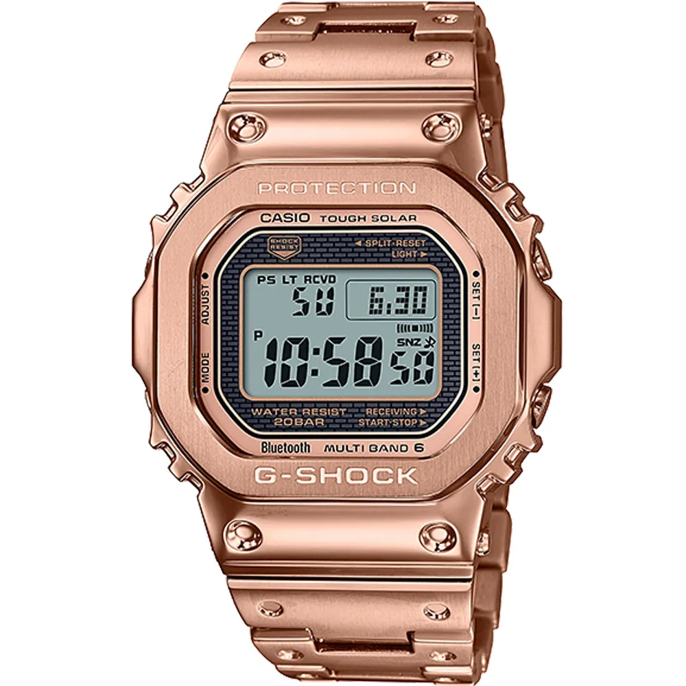 【CASIO 卡西歐】全金屬 太陽能 電波藍牙多功能腕錶(GMW-B5000GD-4)