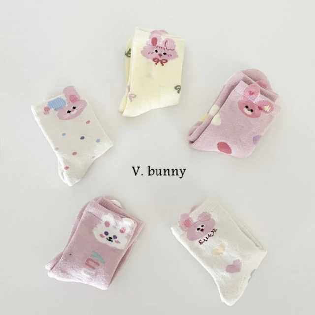 韓國 V.Bunny 繽紛兔兔立體耳朵造型短襪4雙組(TM2