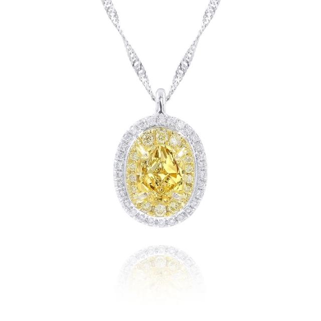 【AURORA 歐羅拉】GIA 50分天然稀有黃彩鑽 橢圓鑽 18K金 鑽墜 燦爛金華(Fancy Yellow)