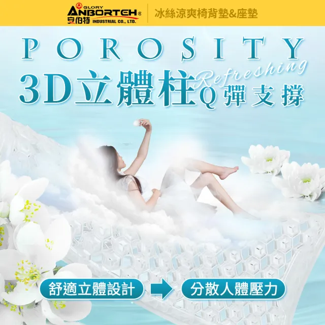 【ANBORTEH 安伯特】冰絲涼爽椅組 椅背墊+座墊-快(涼感座墊 汽車座墊 久坐不悶熱)