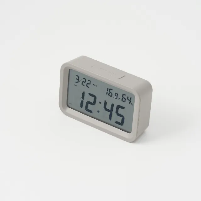 【MUJI 無印良品】數位時鐘/中/灰(長125x寬80x高36mm)
