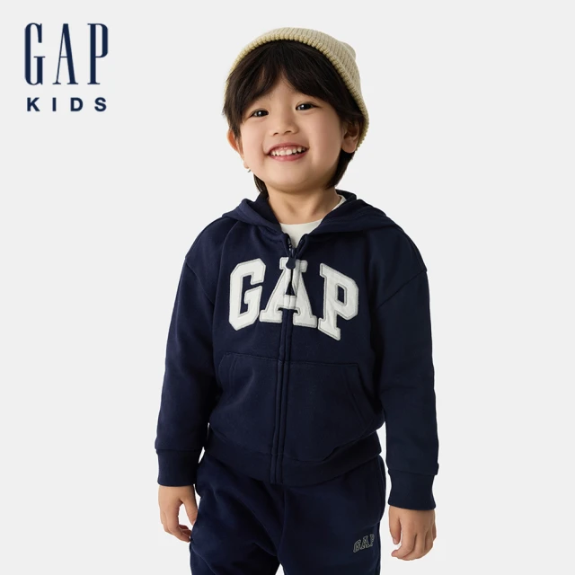 GAP 男幼童裝 Logo小熊刺繡熊耳造型連帽外套 熊抱Lo
