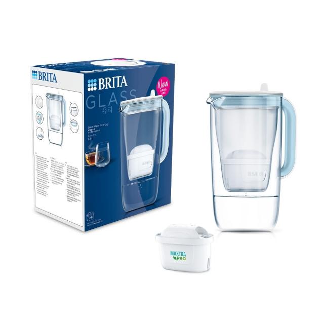 【BRITA】官方直營 玻璃濾水壺+2入MXPRO濾芯+贈 LC圓盤19CM(共1壺3芯1盤)