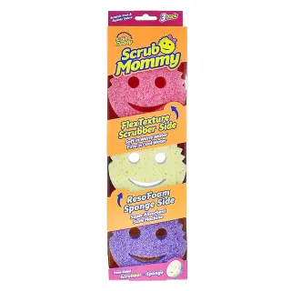 【Scrub Daddy 微笑老爹】雙面老媽菜瓜布(彩色3入)