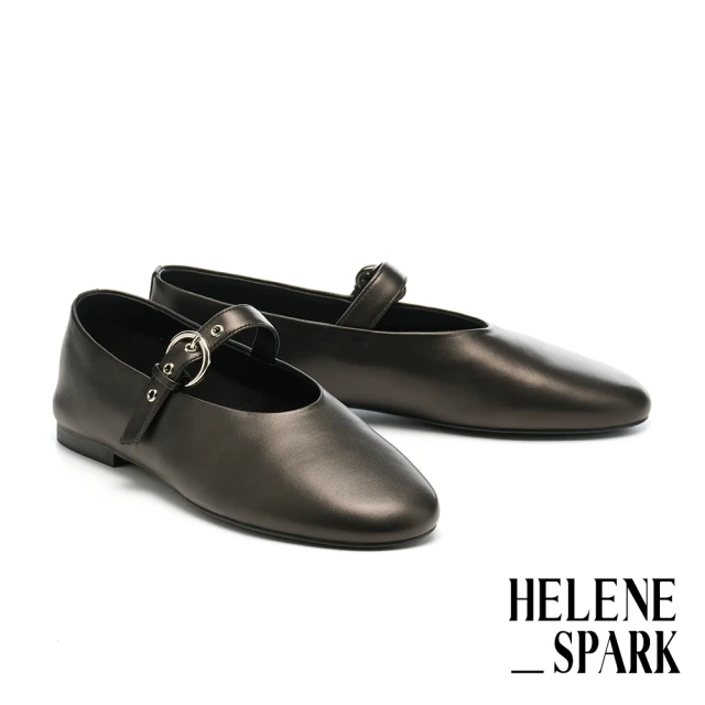 HELENE_SPARK 典雅氣質純色方釦羊皮美型尖頭高跟鞋