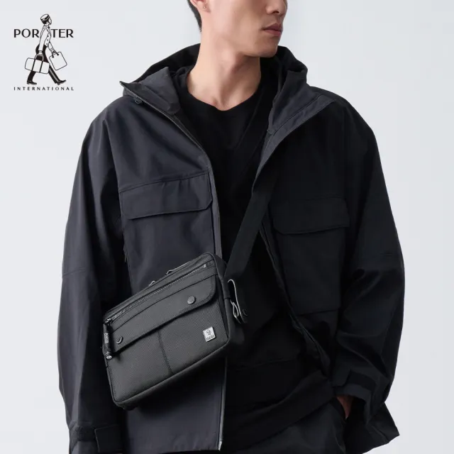 【PORTER INTERNATIONAL】自信經典NEW HEAT斜背包(黑)