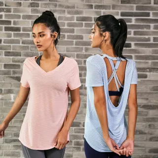 【YUANDONGLI 元動力】-O V領後縷空吸濕排汗運動長版罩衫(兩色；S-M；4222251016)