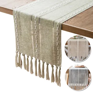 【Dido home】清新淡雅 棉麻編織長桌巾桌旗 裝飾桌布(HM150)