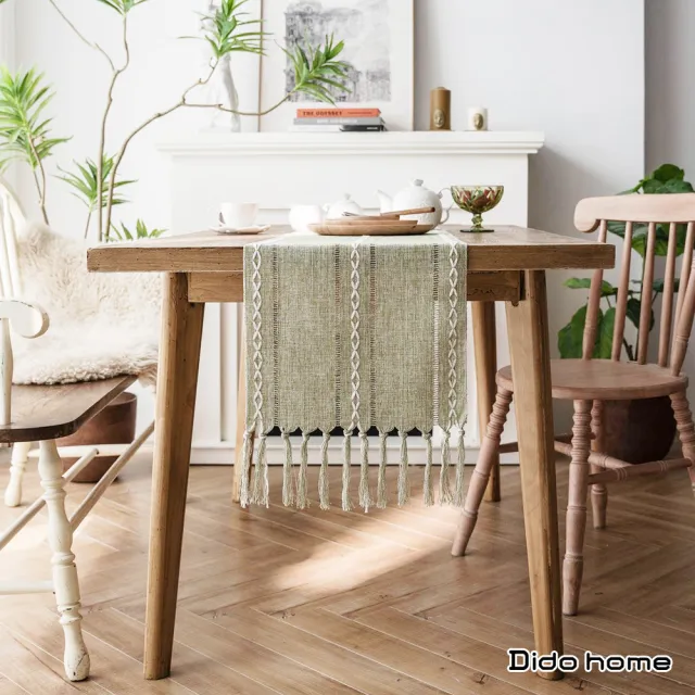【Dido home】清新淡雅 棉麻編織長桌巾桌旗 裝飾桌布(HM150)