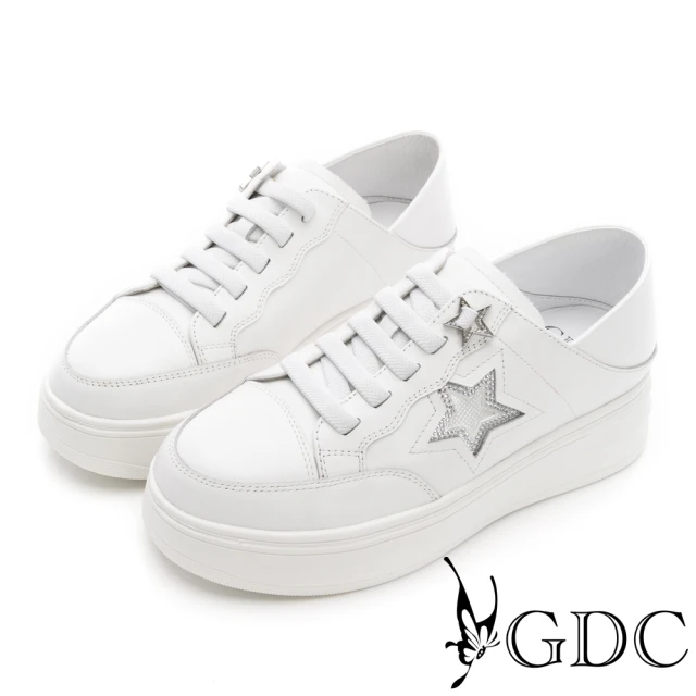 GDCGDC 雙星造型厚底彈力繫帶休閒鞋-白(426232-11)