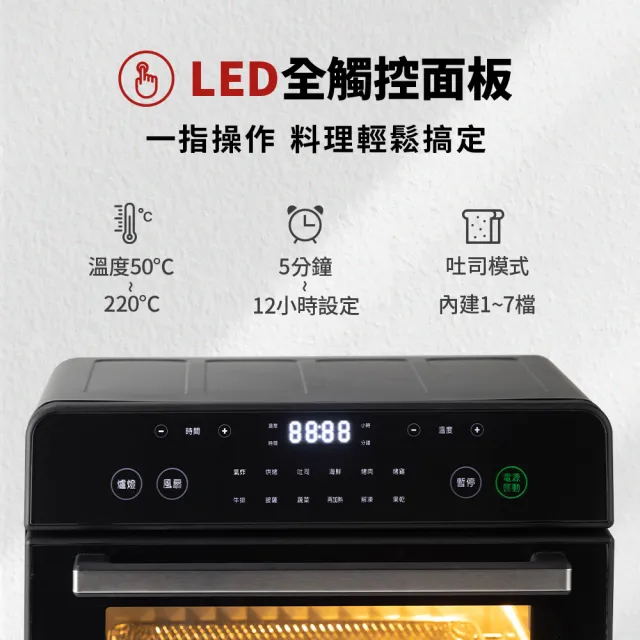 【SAMPO 聲寶】22L不鏽鋼碳素雙發熱氣炸電烤箱(KZ-KA22B)