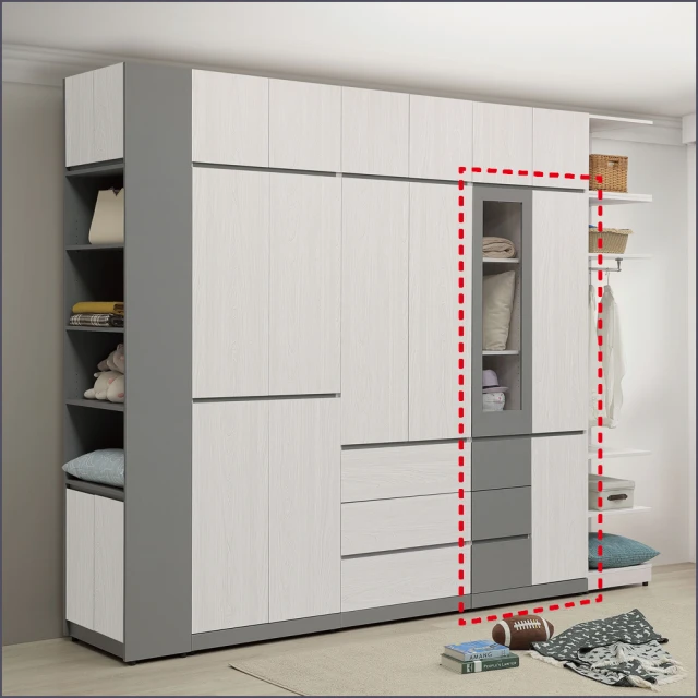 Yeya也雅 60面寬行雲輕奢風雙層衣櫃-附1掛衣桿+1籃-
