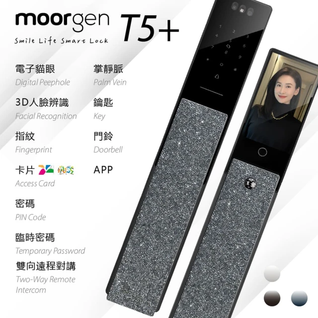 德國摩根moorgen T5+電子鎖 人臉辨識(電子貓眼八合