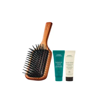 【AVEDA】瞬效修護小髮寶(隨行按摩梳＋花植結構重鍵精華25ml＋純香潤手霜25ml)