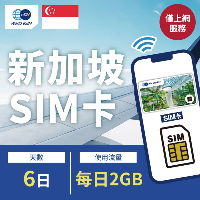 新加坡上網 SIM卡 5天方案 每日2GB降速吃到飽 4G高