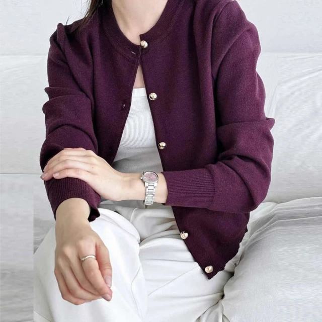 御絹坊 舒適質感拼接緞面印花羊毛蠶絲針織外套品牌優惠