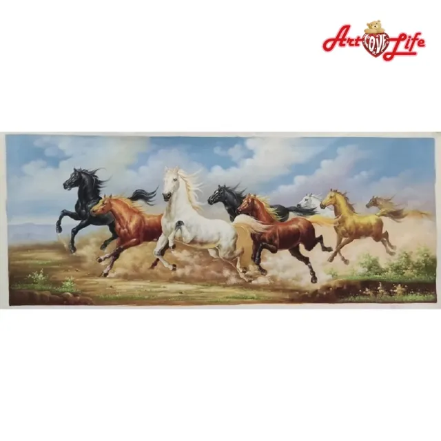 【ArtLife 藝術生活】B013高級手繪油畫_八駿圖_70x180cm(五行風水畫、打造居家好運宅、手繪系列、擺飾畫)