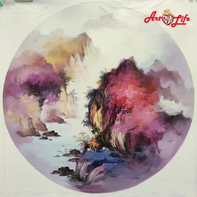 【ArtLife 藝術生活】B021高級手繪油畫_圓畫/中式_80x80cm(五行風水畫、打造居家好運宅、手繪系列、擺飾畫)