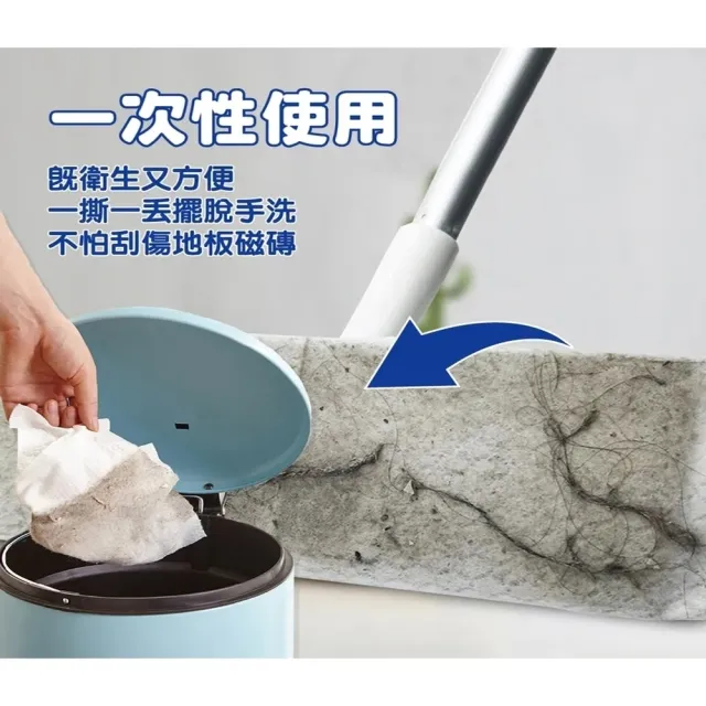 【團購好物】靜電除塵拖把組1入+濕拖巾1包(靜電吸附/除塵紙/吸附灰塵)