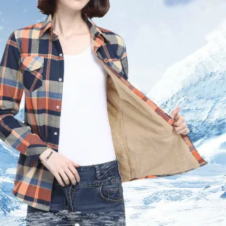 【Alishia】百搭顯瘦保暖加絨加厚格紋襯衫  M-4XL(紅色 / 藍綠色 / 桔藍色 / 紅綠色 / 黑白色)