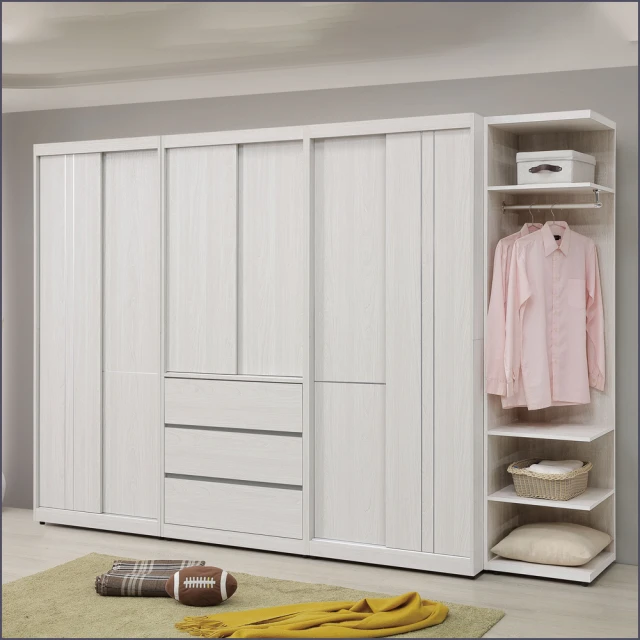 文創集 瑞瑟雙色5尺推門衣櫃好評推薦