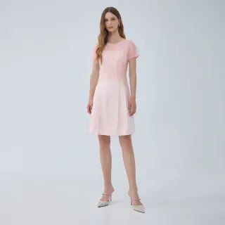 【ILEY 伊蕾】貴氣柔美緹花蕾絲洋裝(淺粉色；M-XL；1233017158)