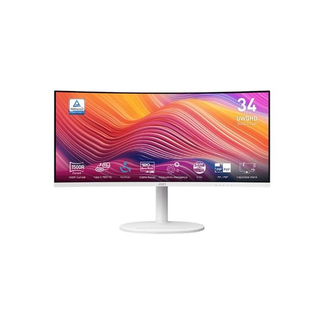 【MSI 微星】Modern MD342CQPW 34型 曲面商用顯示器(2K/VA/120Hz/DP+HDMI+Type C/1500R曲度/PD快充)