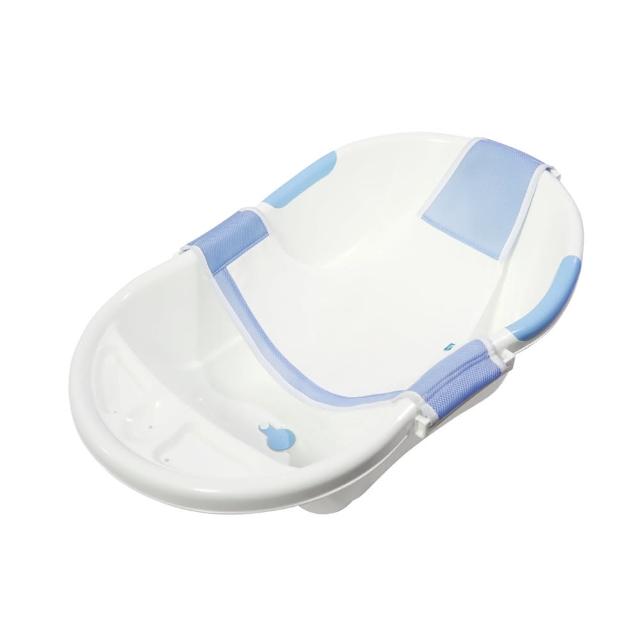 【VIVIBABY】浴盆四件組 洗娃神器 澡巾 浴盆 浴盆架 沐浴床(人體工學設計 保護爸媽腰背部)