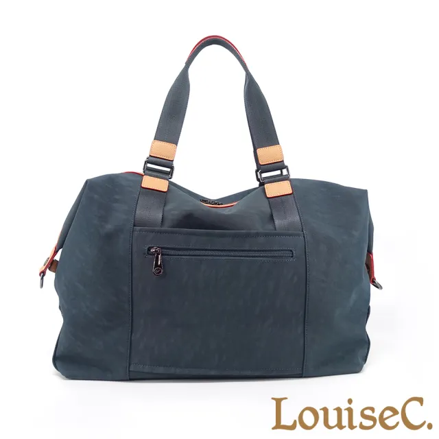 【LouiseC.】雙11 Tree House 水洗尼龍 牛皮 行李桿插袋 中性大容量收納 肩背斜背大旅行防水包 灰色 CC1583